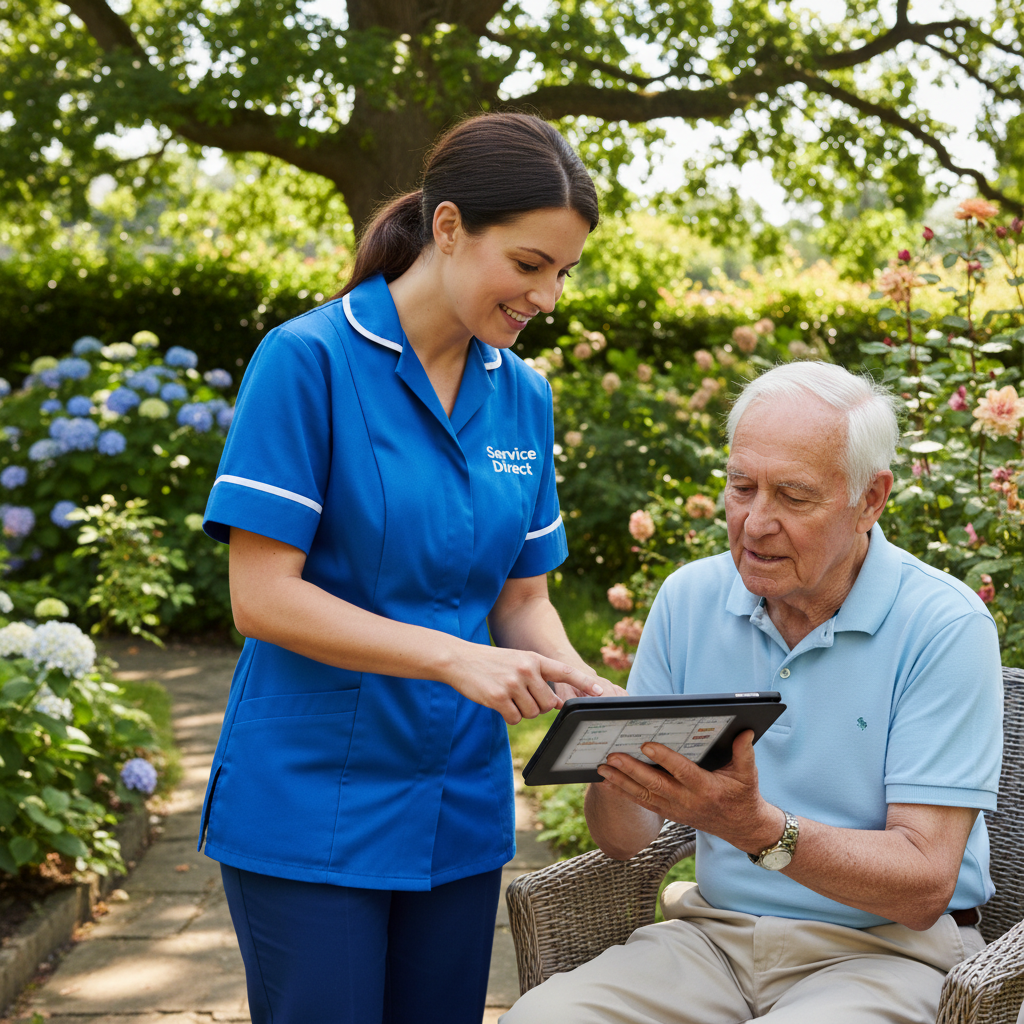 Care worker with client